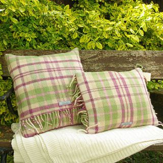 dusky pink tartan cushion by sharp & noble   footstools & cubes