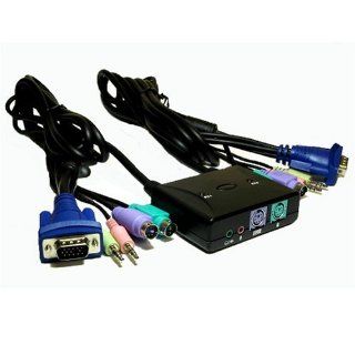 LinXcel PS 121E A 2 Port PS2 + Audio KVM Switch with Cables Computers & Accessories