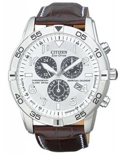 Citizen Mens Eco Drive Perpetual Calendar Chronograph Brown Leather Strap Watch 44mm BL5470 06A   Watches   Jewelry & Watches
