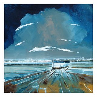 boat and sea canvas painting by stuart roy