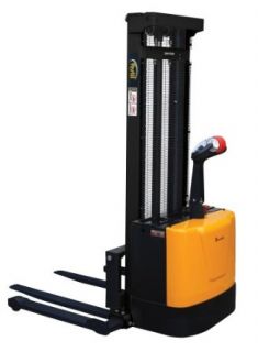 Vestil S 118 AA Powered Drive and Powered Lift Stacker with Adjustable Forks and Support Legs, 2 1/4" 118" Height Range, 42" Length x 26 3/4" Width Fork Material Handling Equipment