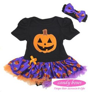 halloween pumpkin baby onesie and pettiskirt by candy bows