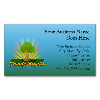 Custom Family Reunion, Green Tree with Sun Rays Business Card Template