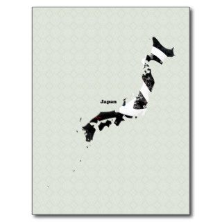 Japan Trendy Peace Sign with Japanese map Postcards