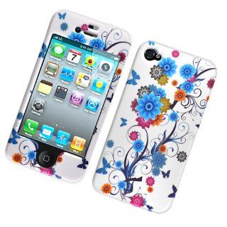 Eagle Cell PIIPHONE4R116 Stylish Hard Snap On Protective Case for iPhone 4   Retail Packaging   Flower Butterfly Cell Phones & Accessories