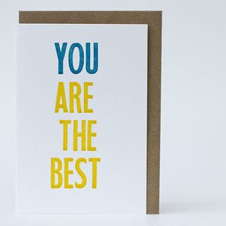 you are the best letterpress card by prickle press