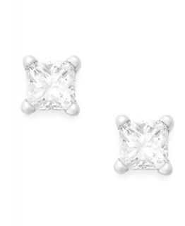Diamond Earrings, 10k White Gold Princess Cut Diamond Stud Earrings (1/6 ct. t.w.)   Earrings   Jewelry & Watches