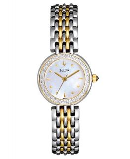Bulova Womens Diamond Accent Two Tone Stainless Steel Bracelet Watch 24mm 98R151   Watches   Jewelry & Watches