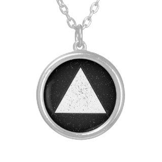 White hipster space triangle black background custom necklace
