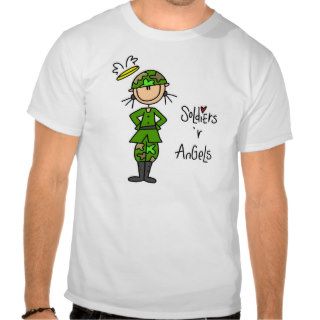Stick Figure Soldier Woman T Shirt