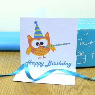 owl happy birthday card by mirrorin