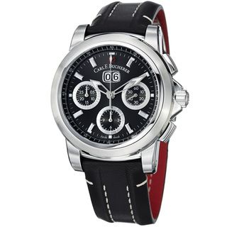 Carl F. Bucherer Men's 'Patravi' Black Dial Black Leather Strap Watch Carl F. Bucherer Men's More Brands Watches