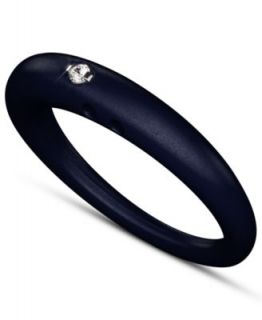 DUEPUNTI Silver and Silicone Ring, Diamond Accent Sky Ring   Rings   Jewelry & Watches