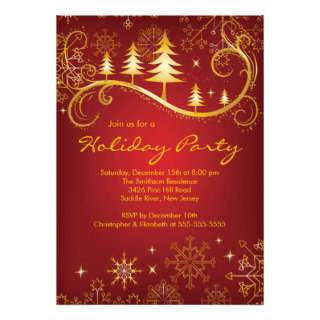 Chic Snowflakes Christmas Trees Holiday Party Personalized Invite