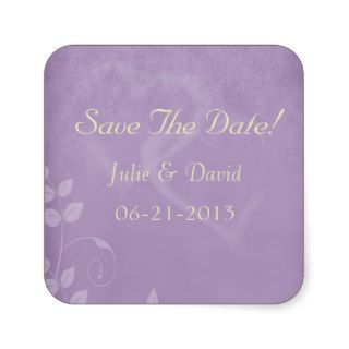 Lavender Vintage Save The Date Square Stickers