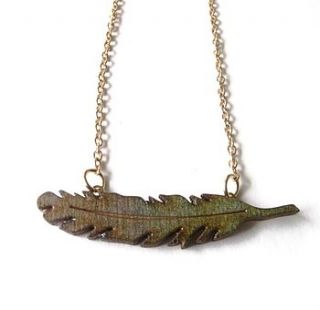 wooden feather necklace by matin lapin