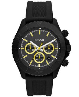 Fossil Mens Chronograph Retro Traveler Black Silicone Strap Watch 45mm CH2870   Watches   Jewelry & Watches