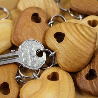 wooden heart with hole keyring by nest