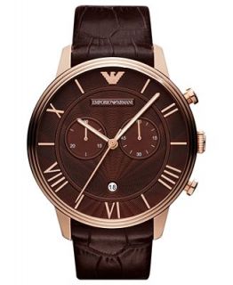 Emporio Armani Watch, Mens Chronograph Brown Croco Leather Strap 46mm AR1616   Watches   Jewelry & Watches