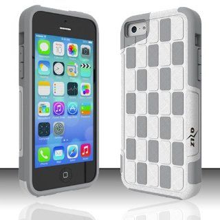 Windowcell for Iphone 5c   Zizo Premium Checkered Cover   Pearl White/gray Ch 