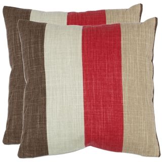 Stripes 18 inch Red/ Brown Decorative Pillows (Set of 2) Safavieh Throw Pillows