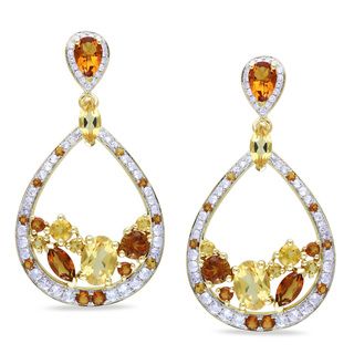 Miadora 14k Gold Citrine, White Sapphire 1/8ct Diamond Earrings (SI1 SI2) Miadora Gemstone Earrings
