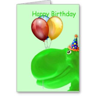 Happy Hippo Green Birthday Card
