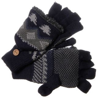 Muk Luks Men's Nordic Knit Blue Flip Sherpa Fingerless Gloves Muk Luks Men's Gloves