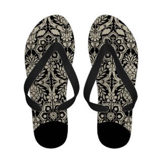 Black & White Pattern Damask Flip Flops Sandals