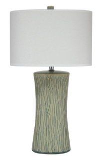 Ashley L120324 Quennelle Glazed Ceramic Table, Cream/Blue, 2 Pack   Table Lamps  