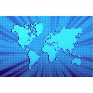Blue graphic world map bed acrylic cut out