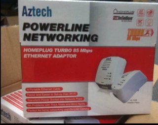 Aztech HL105E Twin Pack Homeplug Turbo 85 Mbps Powerline Adaptor Computers & Accessories