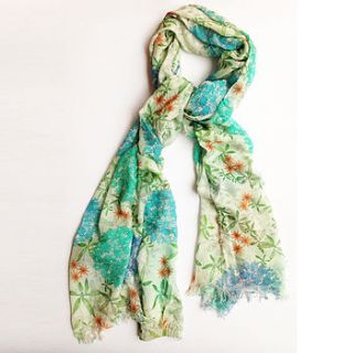 thai flowers shawl scarf by bleuet textiles