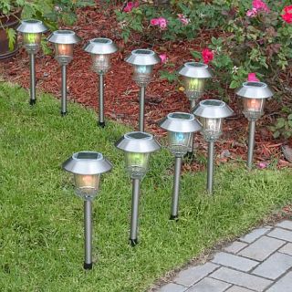 Set of 10 Solar Powered Color Changing Path Lights