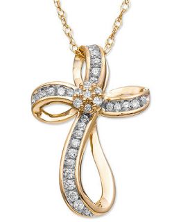 YellOra Diamond Necklace, YellOra Diamond Loop Cross Necklace (1/4 ct. t.w.)   Necklaces   Jewelry & Watches