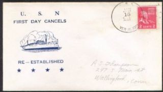 USS Vermilion AKA 107 1st Day Re Commission cover 1951 Entertainment Collectibles