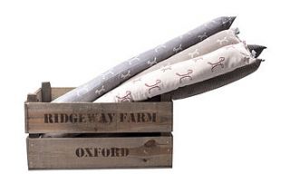 stylish dog draught excluder by pins and ribbons