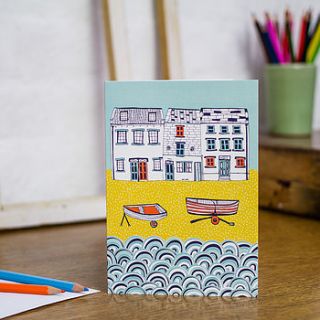 life by the sea blank greetings card by jessica hogarth designs