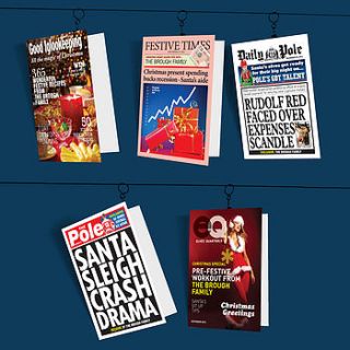 personalised headlines christmas cards set by brough and ready