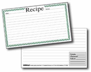 3" x 5" Green Cafe Check Recipe Cards with Protective Covers Kitchen & Dining