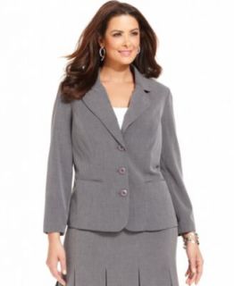 AGB Plus Size Gray Stretch Suiting Three Button Jacket & Pants   Plus Sizes