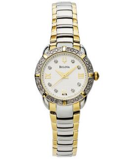 Bulova Womens Diamond Accent Two Tone Stainless Steel Bracelet Watch 27mm 98R170   Watches   Jewelry & Watches