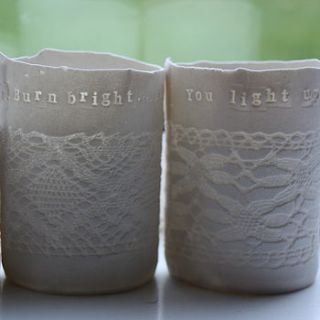 personalised porcelain tea light holder by sarah jones morris ceramics