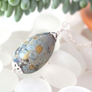 lampwork glass egg necklaces by bish bosh becca