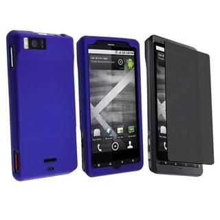 Dark Blue Rubber Case/ Privacy Filter for Motorola Droid X Eforcity Cases & Holders