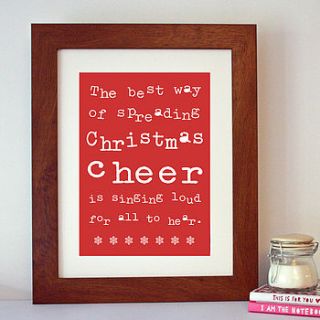 elf 'christmas cheer' print by hope and love