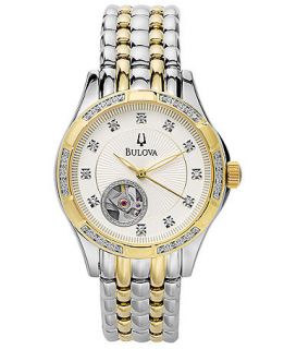 Bulova Womens Automatic Mechanical Diamond Accent Two Tone Stainless Steel Bracelet Watch 36mm 98R173   Watches   Jewelry & Watches