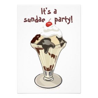 Hot Fudge Sundae Invitations for Ice Cream Party