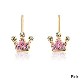 Molly Glitz 14k Goldplated Crystal Crown Earrings Molly Glitz Children's Earrings