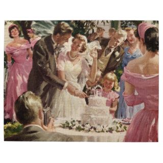 Vintage Wedding Bride Groom Newlyweds Cut Cake Puzzles